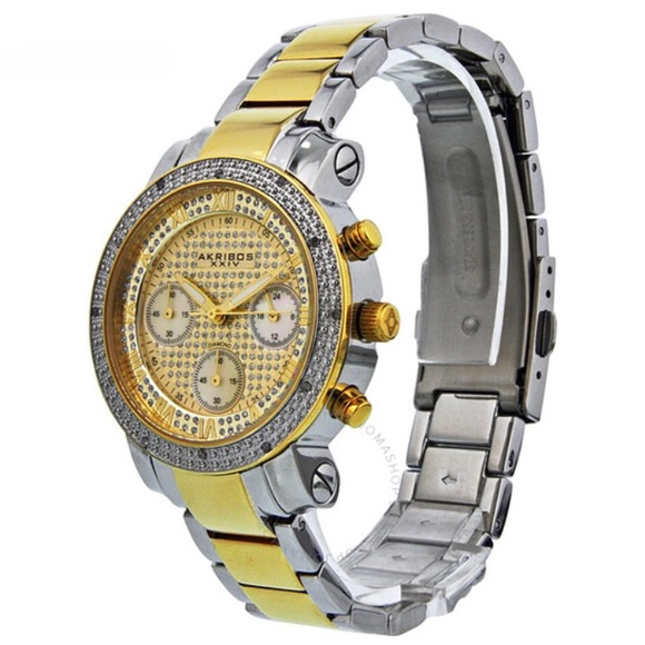AKRIBOS XXIV Grandiose Gold Tone Bling Ladies Watch AK440YG main image 4